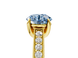 Yellow gold Fancy Blue Round  Cut Diamond Pave Band with Four-Prong Setting_41