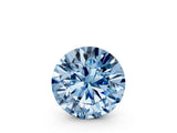 Yellow gold Fancy Blue Round  Cut Diamond Ring with Baguette Side Stones, Channel Set Band, and Four-Prong Setting_12