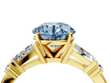 Yellow gold Fancy Blue Round  Cut Diamond Ring with Baguette Side Stones, Channel Set Band, and Four-Prong Setting_40