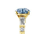 Yellow gold Fancy Blue Round  Cut Diamond Ring with Baguette Side Stones, Channel Set Band, and Four-Prong Setting_41