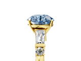 Yellow gold Fancy Blue Round  Cut Diamond Ring with Baguette Side Stones, Channel Set Band, and Four-Prong Setting_8