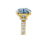 Yellow gold Fancy Blue Round  Cut Diamond Ring with Pavé Band and Four-Prong Setting_75