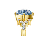 Yellow gold Fancy Blue Round Cut Diamond Ring with Side Stones and Four-Prong Setting_100