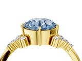 Yellow gold Fancy Blue Round Cut Diamond Ring with Side Stones and Four-Prong Setting_99