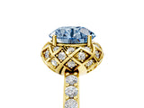 Yellow gold Fancy Blue Round Cut Diamond Scalloped Halo Engagement Ring with Round Shared Prong Band_17
