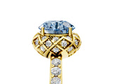Yellow gold Fancy Blue Round Cut Diamond Scalloped Halo Engagement Ring with Round Shared Prong Band_29