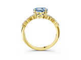 Yellow gold Fancy Blue Round Cut Diamond Scattered Round Accent Ring with Prong Setting_15