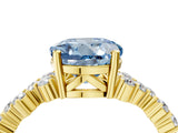 Yellow gold Fancy Blue Round Cut Diamond Scattered Round Accent Ring with Prong Setting_16