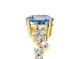 Yellow gold Fancy Blue Round Cut Diamond Scattered Round Accent Ring with Prong Setting_17
