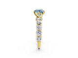 Yellow gold Fancy Blue Round Cut Diamond Side Stone Engagement Ring with Four-Prong Setting_38
