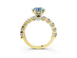 Yellow gold Fancy Blue Round Cut Diamond Side Stone Engagement Ring with Four-Prong Setting_39