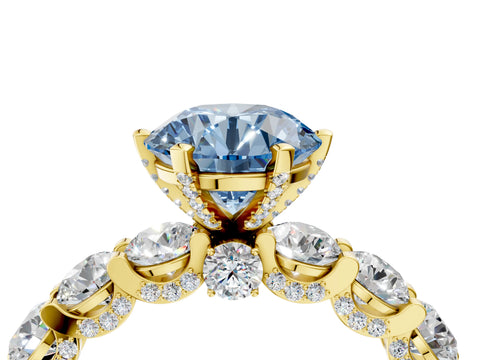 Yellow gold Fancy Blue Round Cut Diamond Side Stone Engagement Ring with Four-Prong Setting_40