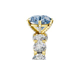 Yellow gold Fancy Blue Round Cut Diamond Side Stone Engagement Ring with Four-Prong Setting_41