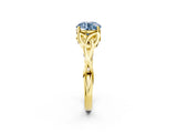 Yellow gold Fancy Blue Round Cut Diamond Solitaire Celtic Knot Ring with Four-Prong Setting_61