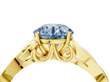 Yellow gold Fancy Blue Round Cut Diamond Solitaire Celtic Knot Ring with Four-Prong Setting_63