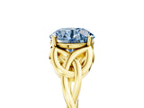 Yellow gold Fancy Blue Round Cut Diamond Solitaire Celtic Knot Ring with Four-Prong Setting_64