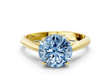Yellow gold Fancy Blue Round Cut Diamond Solitaire Engagement Ring with Cathedral Setting and Four-Prong Mount_111