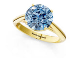 Yellow gold Fancy Blue Round Cut Diamond Solitaire Engagement Ring with Cathedral Setting and Four-Prong Mount_112