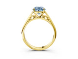 Yellow gold Fancy Blue Round Cut Diamond Solitaire Engagement Ring with Cathedral Setting and Four-Prong Mount_114