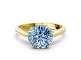 Yellow gold Fancy Blue Round Cut Diamond Solitaire Engagement Ring with Cathedral Setting and Four-Prong Mount_36