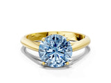 Yellow gold Fancy Blue Round Cut Diamond Solitaire Engagement Ring with Cathedral Setting and Four-Prong Mount_84