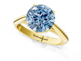 Yellow gold Fancy Blue Round Cut Diamond Solitaire Engagement Ring with Cathedral Setting and Four-Prong Mount_85