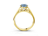 Yellow gold Fancy Blue Round Cut Diamond Solitaire Engagement Ring with Cathedral Setting and Four-Prong Mount_87