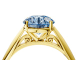 Yellow gold Fancy Blue Round Cut Diamond Solitaire Engagement Ring with Cathedral Setting and Four-Prong Mount_88