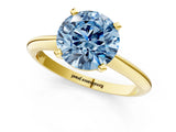 Yellow gold Fancy Blue Round Cut Diamond Solitaire Engagement Ring with Classic Band and Four-Prong Setting_37