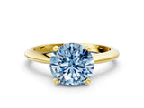 Yellow gold Fancy Blue Round Cut Diamond Solitaire Engagement Ring with Classic Band and Four-Prong Setting_87