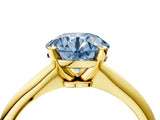 Yellow gold Fancy Blue Round Cut Diamond Solitaire Engagement Ring with Classic Band and Four-Prong Setting_91