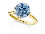 Yellow gold Fancy Blue Round Cut Diamond Solitaire Engagement Ring with Four-Prong Setting and Classic Band_21