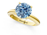 Yellow gold Fancy Blue Round Cut Diamond Solitaire Engagement Ring with Round Band and Four-Prong Setting_199