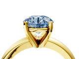 Yellow gold Fancy Blue Round Cut Diamond Solitaire Engagement Ring with Round Band and Four-Prong Setting_202