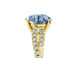 Yellow gold Fancy Blue Round Cut Diamond Solitaire Engagement Ring with Twisted Pavé Band and Four-Prong Setting_125