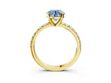 Yellow gold Fancy Blue Round Cut Diamond Solitaire Pavé Engagement Ring with Round Band and Prong Setting_53