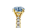 Yellow gold Fancy Blue Round Cut Diamond Solitaire Pavé Engagement Ring with Round Band and Prong Setting_55
