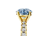 Yellow gold Fancy Blue Round Cut Diamond Solitaire Pavé Engagement Ring with Round Band and Prong Setting_61