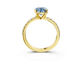 Yellow gold Fancy Blue Round Cut Diamond Solitaire Pavé Engagement Ring with Round Band and Prong Setting_77