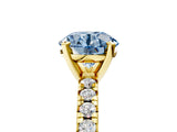 Yellow gold Fancy Blue Round Cut Diamond Solitaire Pavé Engagement Ring with Round Band and Prong Setting_79