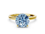 Yellow gold Fancy Blue Round Cut Diamond Solitaire Ring with Classic Band and Four-Prong Setting_12