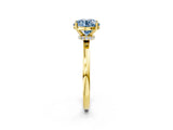 Yellow gold Fancy Blue Round Cut Diamond Solitaire Ring with Classic Band and Four-Prong Setting_14