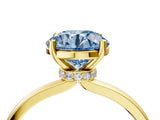 Yellow gold Fancy Blue Round Cut Diamond Solitaire Ring with Classic Band and Four-Prong Setting_16