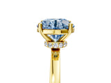 Yellow gold Fancy Blue Round Cut Diamond Solitaire Ring with Classic Band and Four-Prong Setting_17
