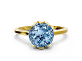 Yellow gold Fancy Blue Round Cut Diamond Solitaire Ring with Flower Prong Setting and Classic Band_116