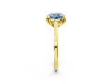 Yellow gold Fancy Blue Round Cut Diamond Solitaire Ring with Flower Prong Setting and Classic Band_118