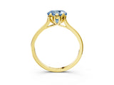 Yellow gold Fancy Blue Round Cut Diamond Solitaire Ring with Flower Prong Setting and Classic Band_119