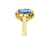 Yellow gold Fancy Blue Round Cut Diamond Solitaire Ring with Flower Prong Setting and Classic Band_121