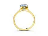 Yellow gold Fancy Blue Round Cut Diamond Solitaire Ring with Flower Prong Setting and Classic Band_15