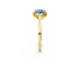 Yellow gold Fancy Blue Round Cut Diamond Solitaire Ring with Flower Prong Setting and Classic Band_38